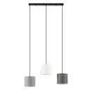 Deckenleuchte Kronleuchter mit 3 verstellbaren Hängeketten für Büro, Wohnzimmer, Esszimmer, Stahl, Polyestergewebe, Schw