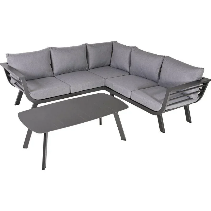 Lounge-Gruppe AURELIA, Alu, dunkelgrau / Polyester, grau