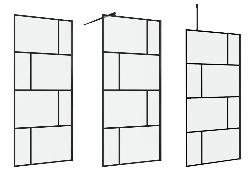 Duschwand in modernem Design 90 x 195 cm - Glasdusche mit matt schwarzen Wandprofil - inklusive Deckenhalterung
