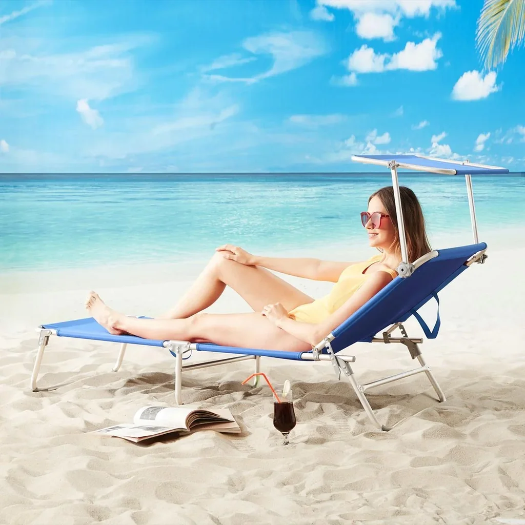 Ibiza Liege - 2er Set - Blau Aluminium - Inklusive Sonnenschirm
