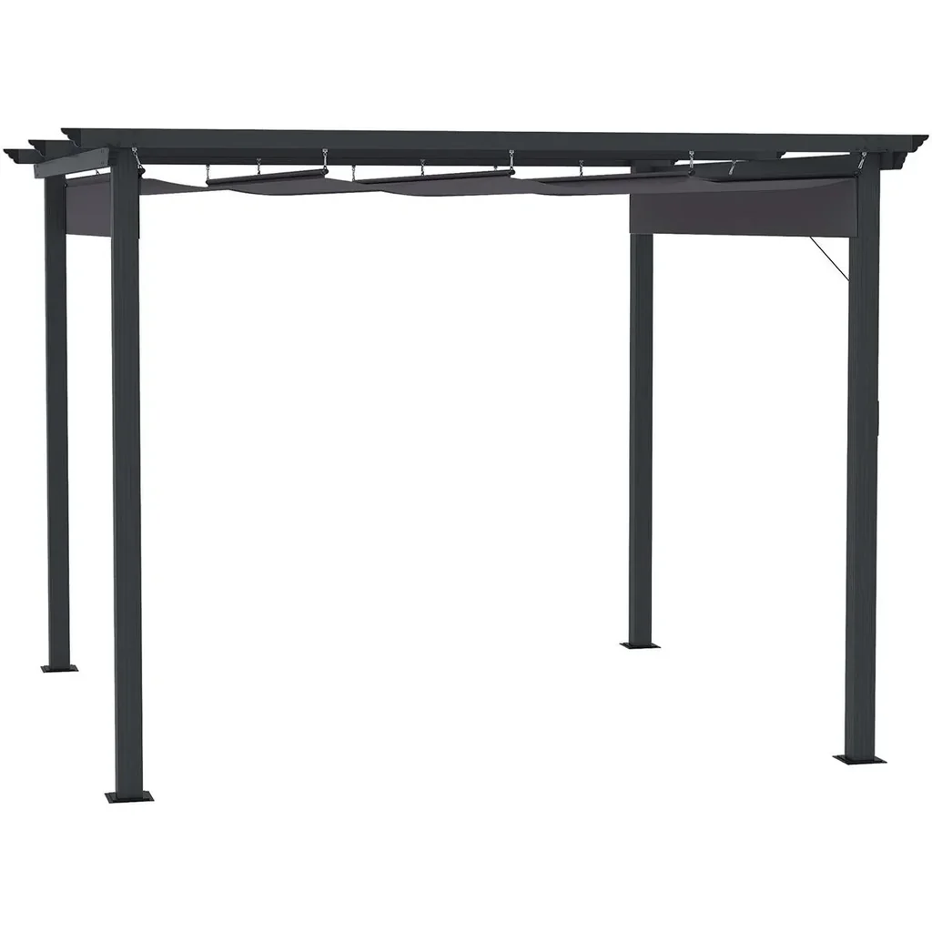 Pergola mit verstellbarer Markise Aluminium Grau+Schwarz 3 x 3 m