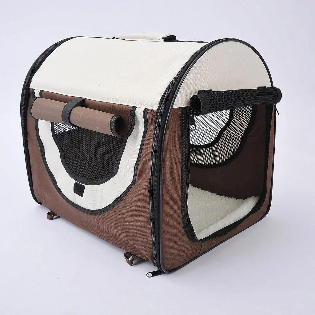 Hundetransportbox faltbar 61x46x51 cm kaffeebraun-creme