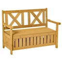 2-Sitzer Sitzbank mit Stauraum Gartenbank Holzbank Bank mit Armlehnen Massivholz Gelb 115 x 61 x 85 cm