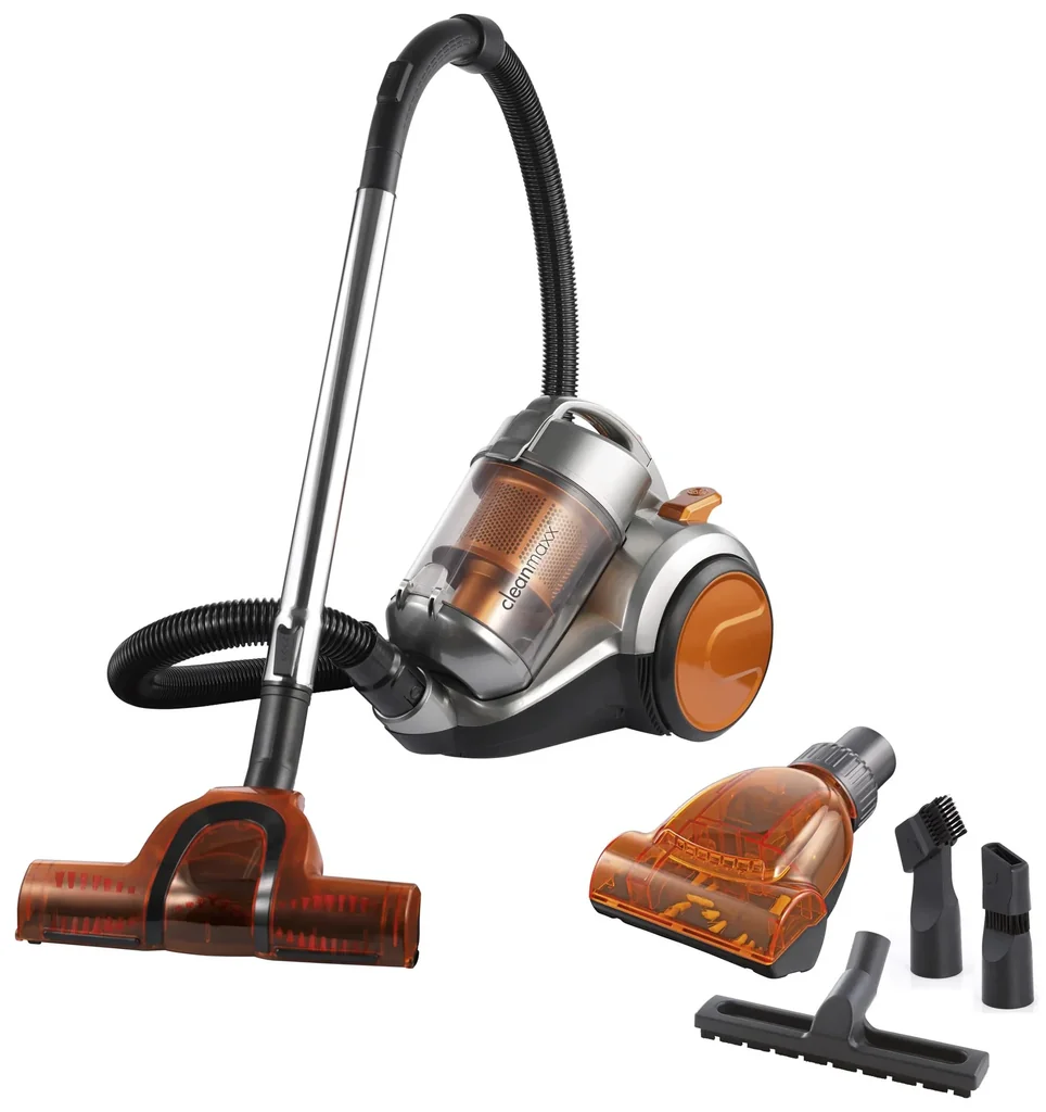 Zyklon-Staubsauger "Pet Star", mit 6-teiligem Jumbo-Düsen-Set, inklusive Tierhaardüse, 700 Watt, Silberfarben/ Orange