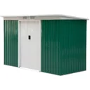 Metall Gerätehaus Gartenhaus Geräteschuppen Geräteschrank Metallhütte Pultdach verzinkt Grün 277 x 130 x 173 cm