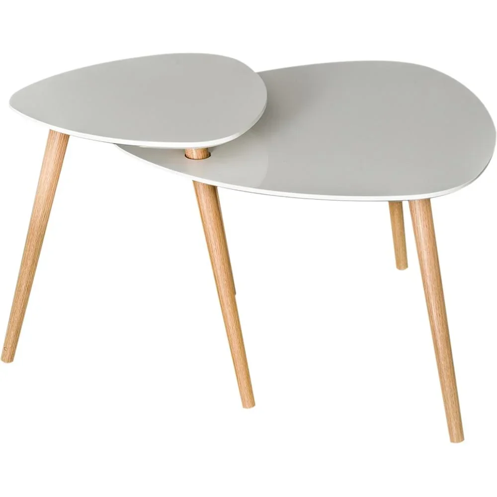 Couchtisch Beistelltisch Sofatisch Telefontisch Kaffeetisch Holz Weiß + Natur 75,5 x 59,5 x 45,5 cm