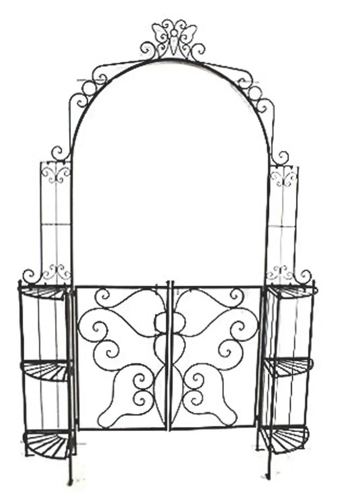 Rosenbogen "Laki" mit Pforte und Eckregalen