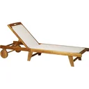 Sonnenliege Relaxliege Gartenliege verstellbar Akazienholz Textil Natur 198 x 60 x H87/80/69/45 cm