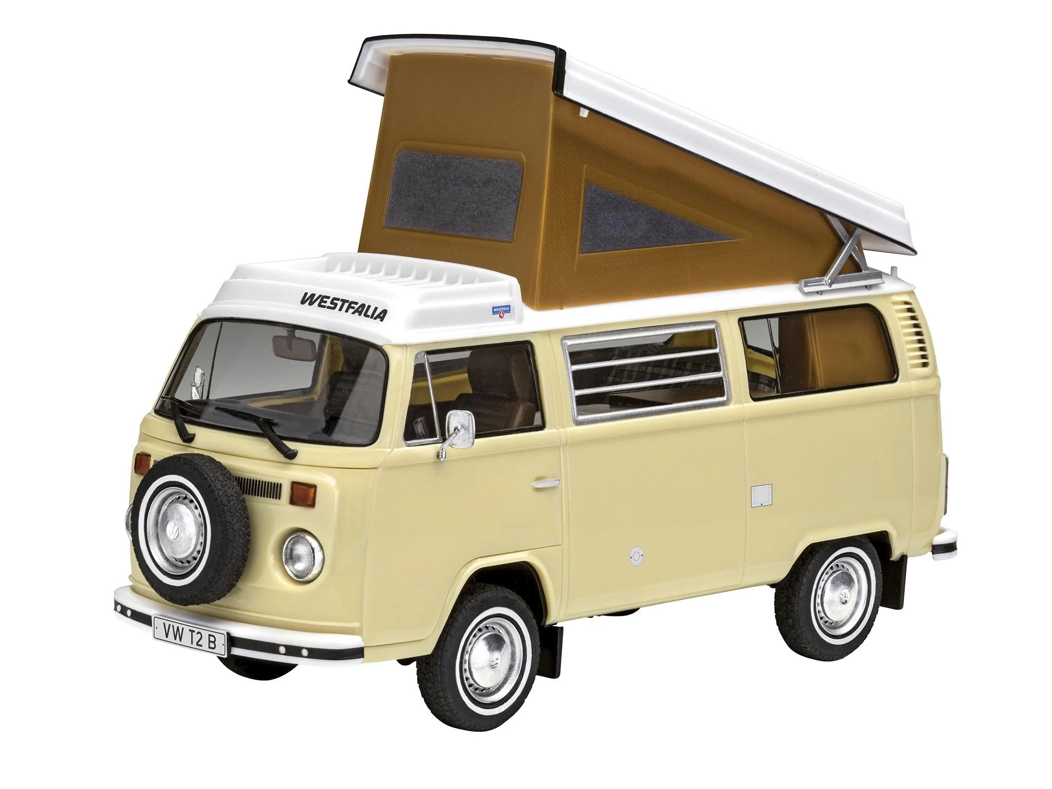 Modellbausatz VW T2 Camper im Maßstab 1:24 incl. Kleber, Pinsel und Hauptfarben - 96 Teile