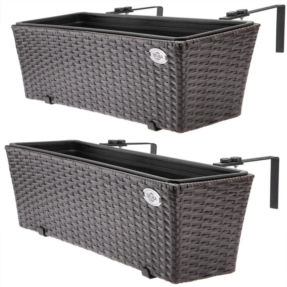 Polyrattan Pflanzgefäß - 2er Set - Braun