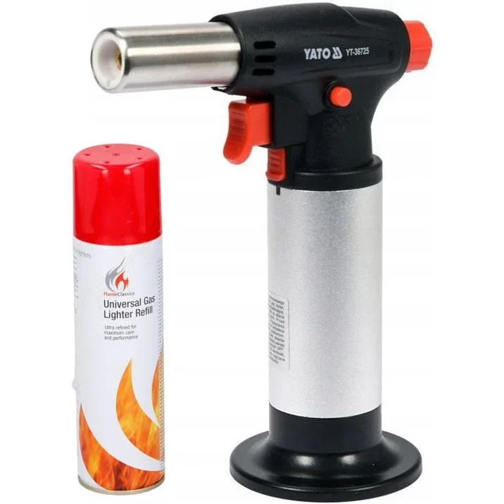 Crème brulee Brenner mit Nachfüllgas - mit Piezo-Zündung - 200W - mit Sperrfunktion