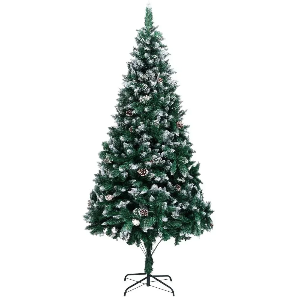 Künstlicher Weihnachtsbaum mit Tannenzapfen und weißem Schnee 240 cm