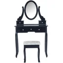 Schminktisch Frisierkommode mit Spiegel und Hocker Schwarz