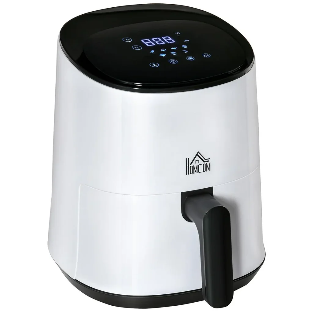 Heißluftfritteuse 2,5 L 1300W mit 7 Menukörben mit Antihaftbeschichtung Stahl weiß + schwarz 33,9 x 24,9 x 29,9 cm