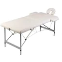 Klappbarer Massagetisch mit 2 Zonen Aluminiumrahmen cremeweiß