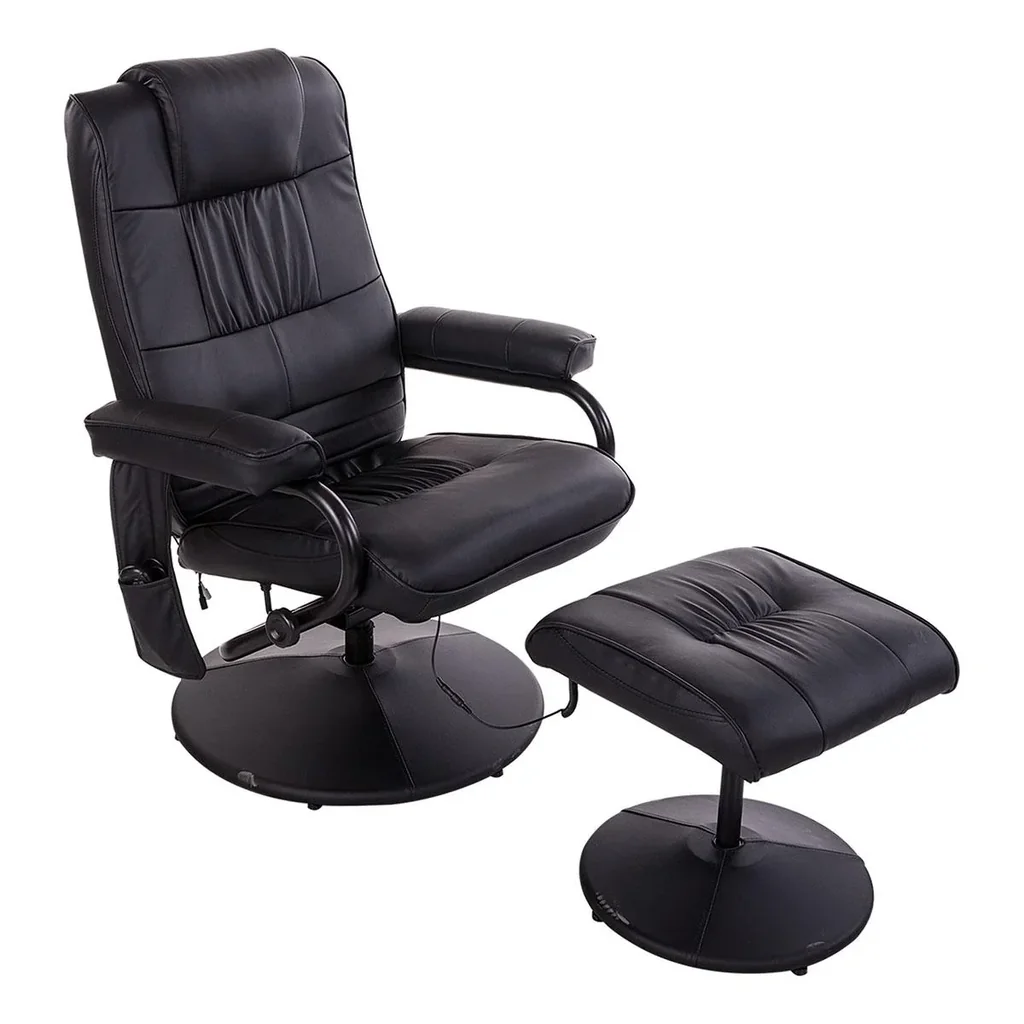 Massagesessel Relaxsessel Fernsehsessel TV Sessel mit Massagefunktion inkl. Hocker Kunstleder Schwarz 77 x 84 x 95 cm