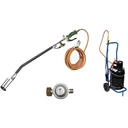 Unkrautverbrenner XXL mit 5 m. Gasschlauch, Druckregler und Toolland Gasflaschenwagen