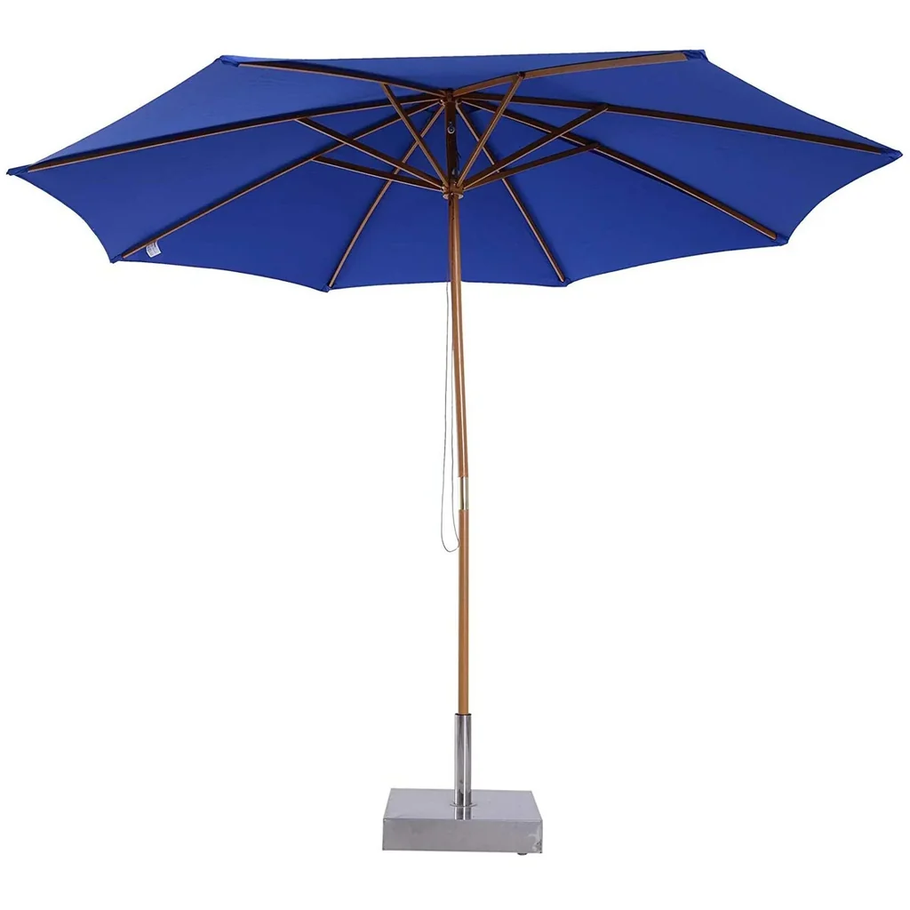 Holz Sonnenschirm 300x245cm Gartenschirm Balkonschirm Blau