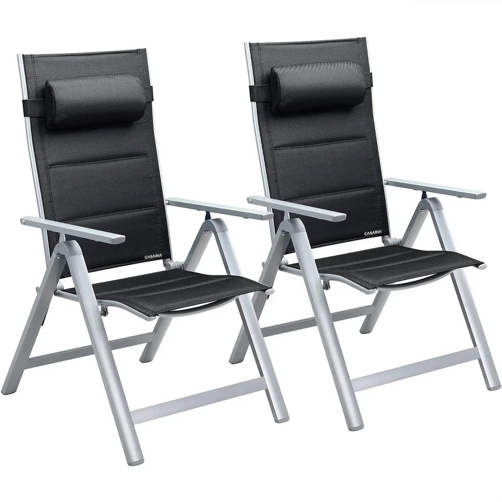 Gartenstuhl Bern Premium - 2er Set - Silber gepolstert