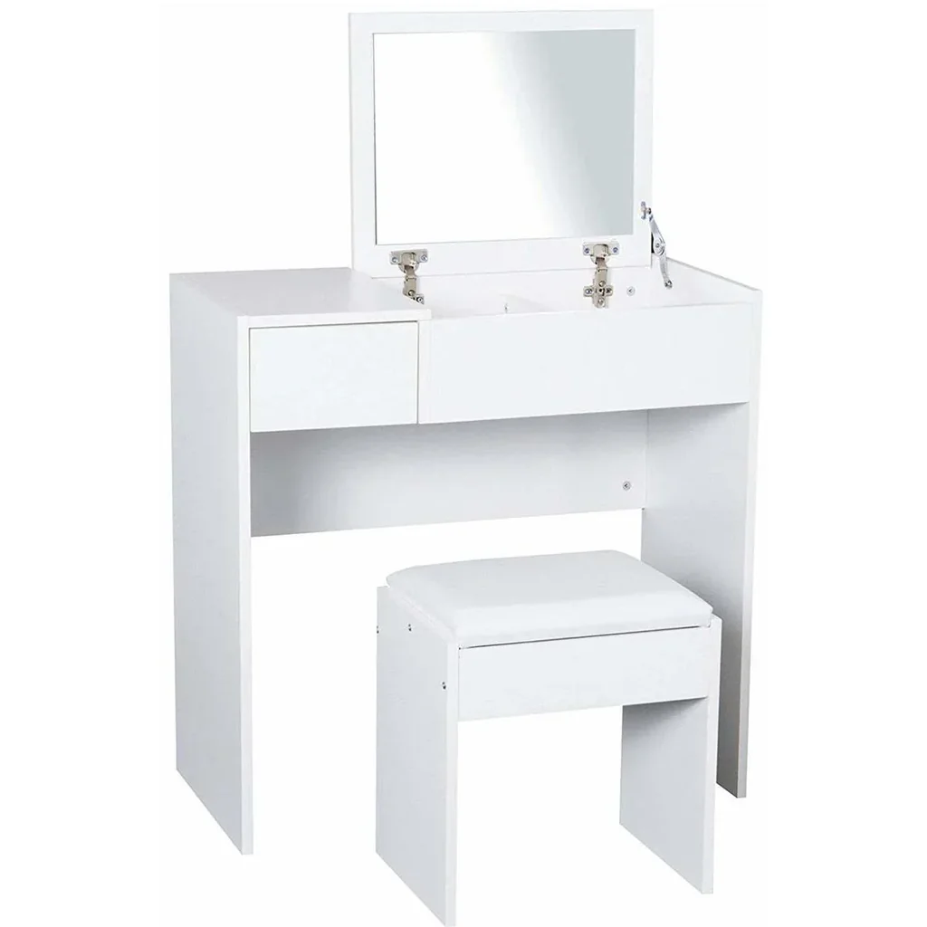 Schminktisch Frisiertisch mit Hocker Weiß 80 x 40 x 79cm