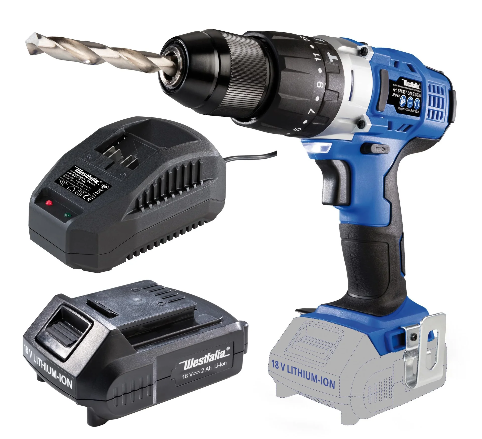 Akku Schlagbohrschrauber 18 V Li - Ion ASBS 18 inklusive 2 Akkus 2,0 Ah und Ladegerät