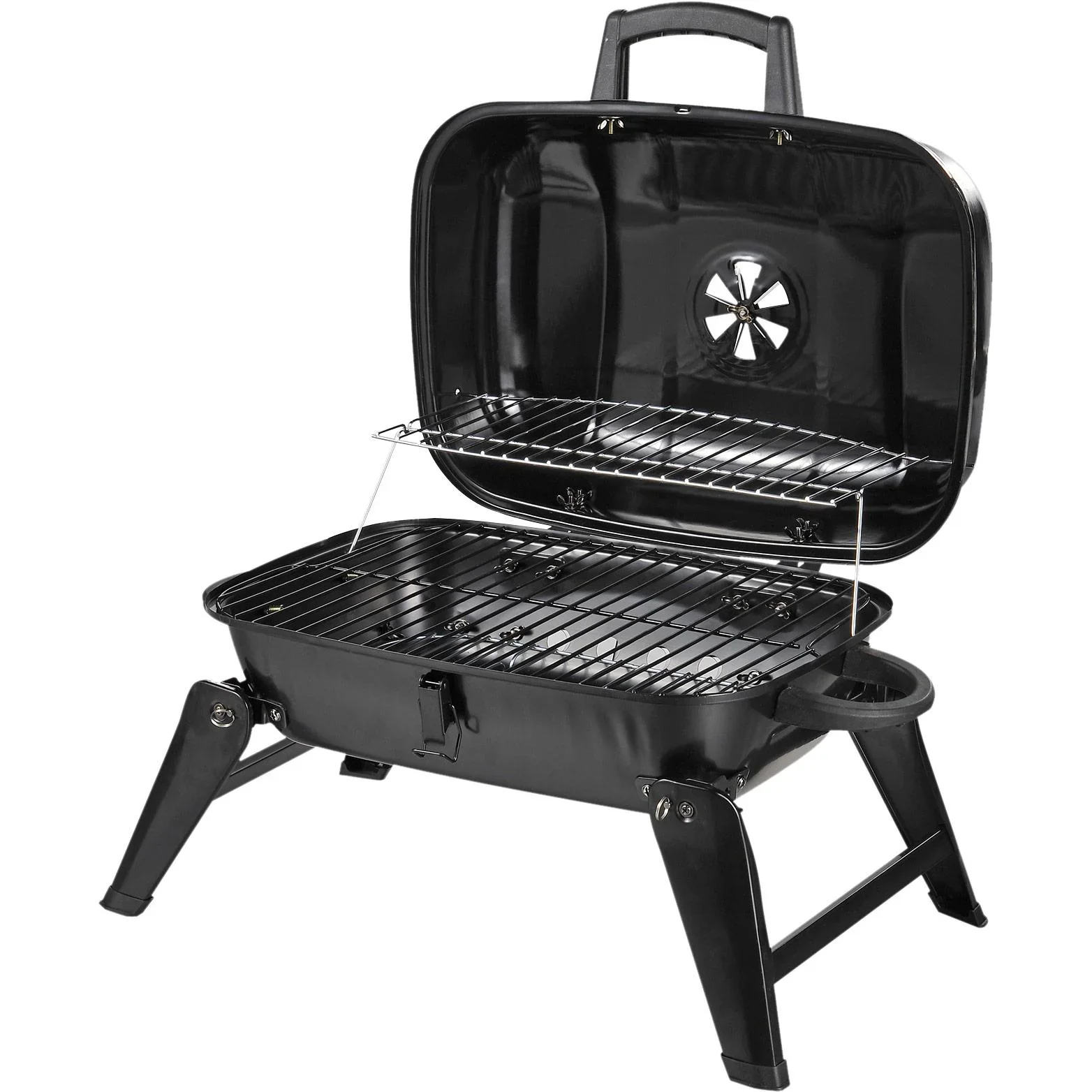 Klappgrill Kohlegrill Standgrill tragbar Tischgrill BBQ Metall Schwarz 59 x 43 x 36 cm