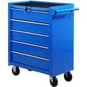 Werkstattwagen fahrbar abschließbar mit 5 Schubladen blau