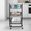 Allzweckwagen Allzweckregal mit Rollen Küchenwagen Küchenregal Metallregal Rollwagen 3 x Korb Karbonstahl