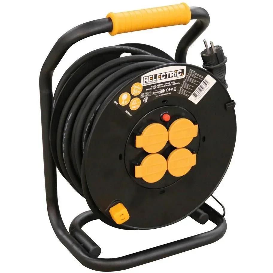RELECTRIC Kabeltrommel PRO - 25m - 4 Steckdosen