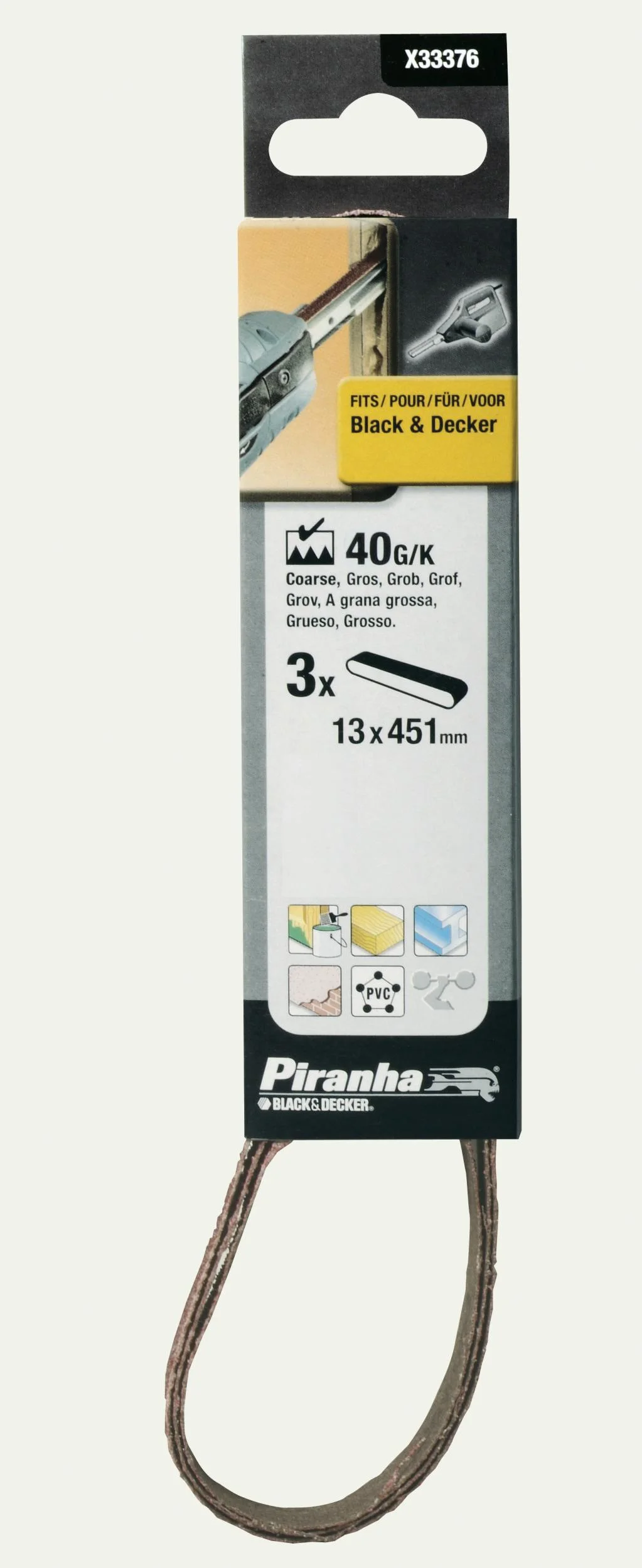 Schleifbänder K60 für Powerfeile KA900E, 13 x 455mm, 3er Set