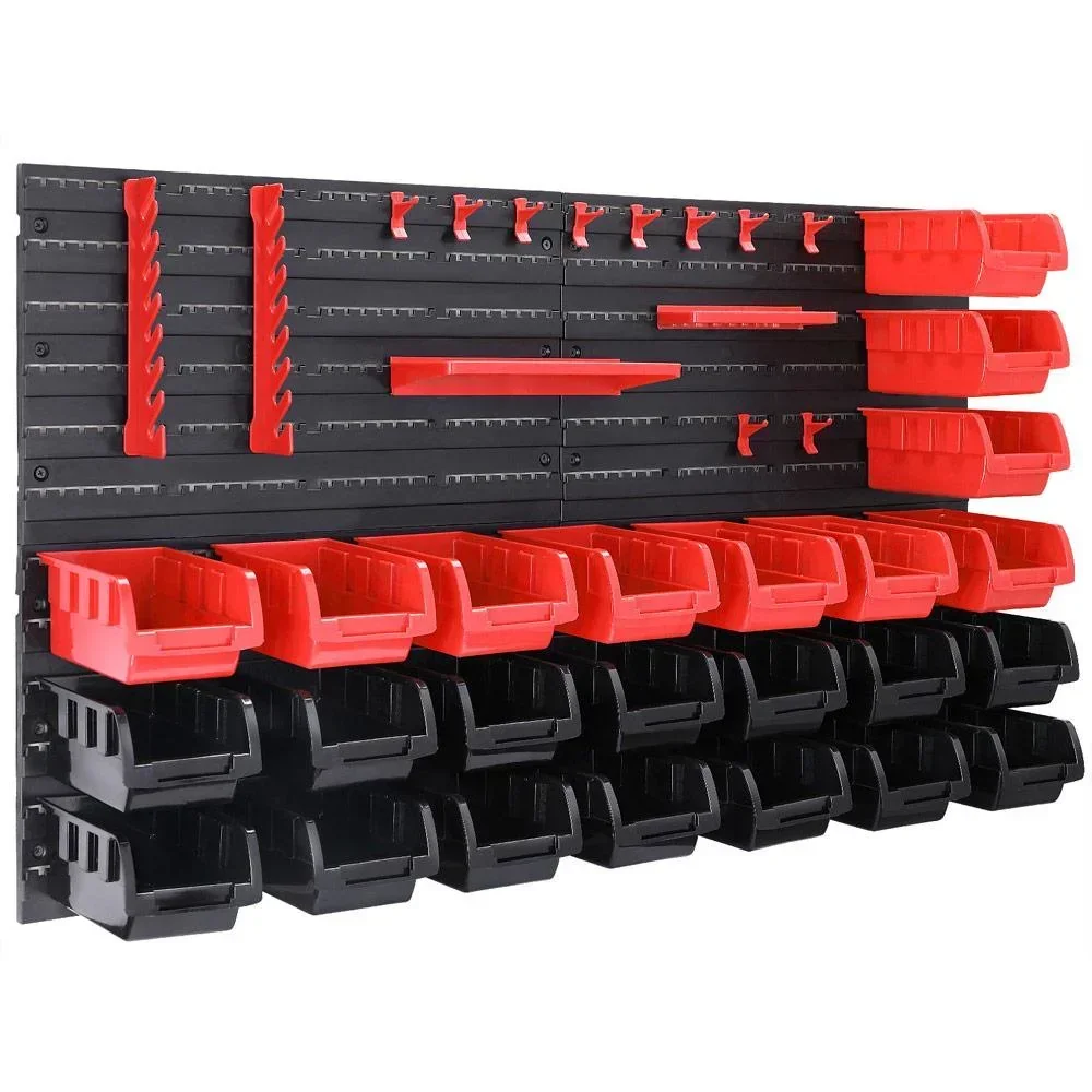Werkzeugwand mit Stapelboxen und Werkzeughalter 43tlg. - 2 Wandteller 54x47,5x1,8 cm