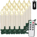 LED-Weihnachtsbaumkerzen 20 Stück Weihnachtsbaumbeleuchtung - Warmweiß - inkl. Fernbedienung mit Timer und 20 Batterien