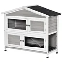 Hasenstall 2 Ebenen Design Hasenkäfig Meerschweinchen Stall Kaninchenstall Kleintier mit 1 rutschfeste Rampe Tannenholz