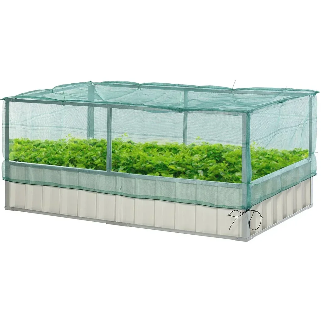 Gartenbeet mit Netzabdeckung weiß/grün