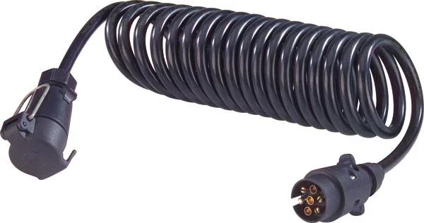 Spiral-Verbindungskabel, 3,5 m mit Stecker und Kupplungsdose