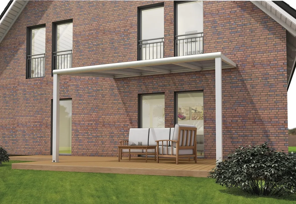 Terrassendach Pro, weiß, 3 x 4 m - Polycarbonat weiß gestreift