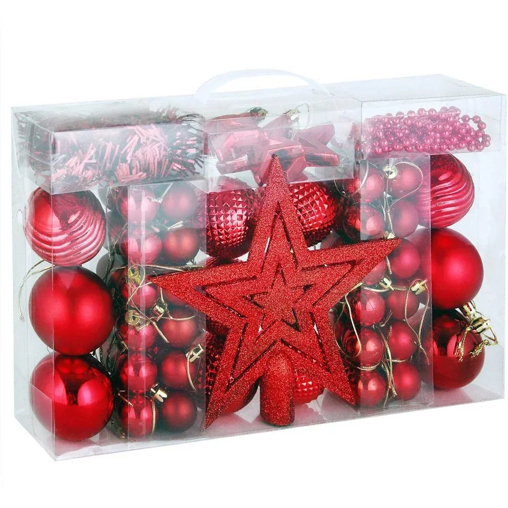 Christbaumschmuck - Christbaumschmuck rot 66 Stück.