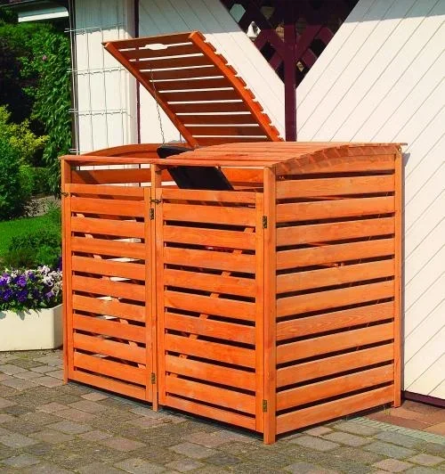 Mülltonnenbox "Vario III" für 2 Tonnen, honigbraun