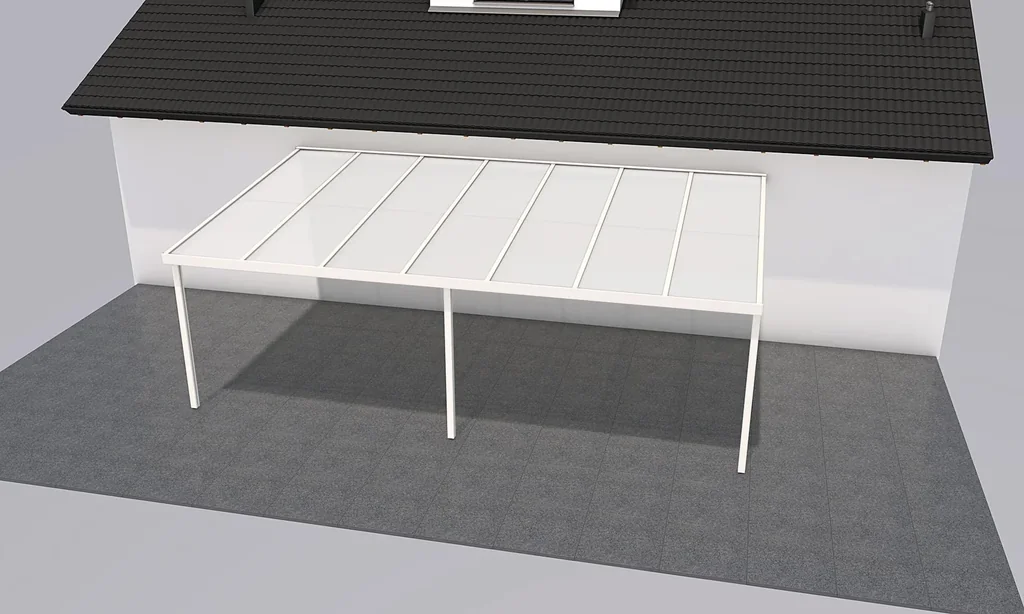Terrassendach Premium, weiß, 7120 x 4060 mm - Klima blue