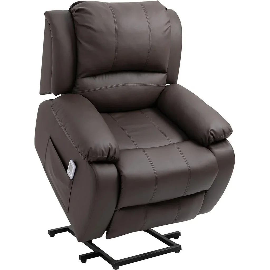 Massagesessel Aufstehhilfe, Relaxsessel, Fernsehsessel mit Massagefunktion, Liegefunktion, Stahl+Holz+PU+Schaumstoff, Br