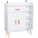 Standregal Kommode Flurschrank Schublade Schrank 100 kg Belastbarkeit Kiefernholz Weiß 80 x 29,5 x 96 cm