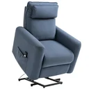 Aufstehsessel Fernsehsessel mit Aufstehhilfe elektrisch Liegefunktion Leinen-Touch Stahl Blau 85 x 89,5 x 105 cm