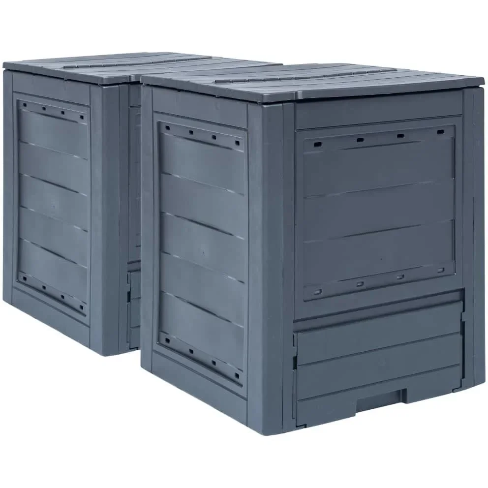 Komposttonnen 2 Stück 520 L 60x60x73 cm grau