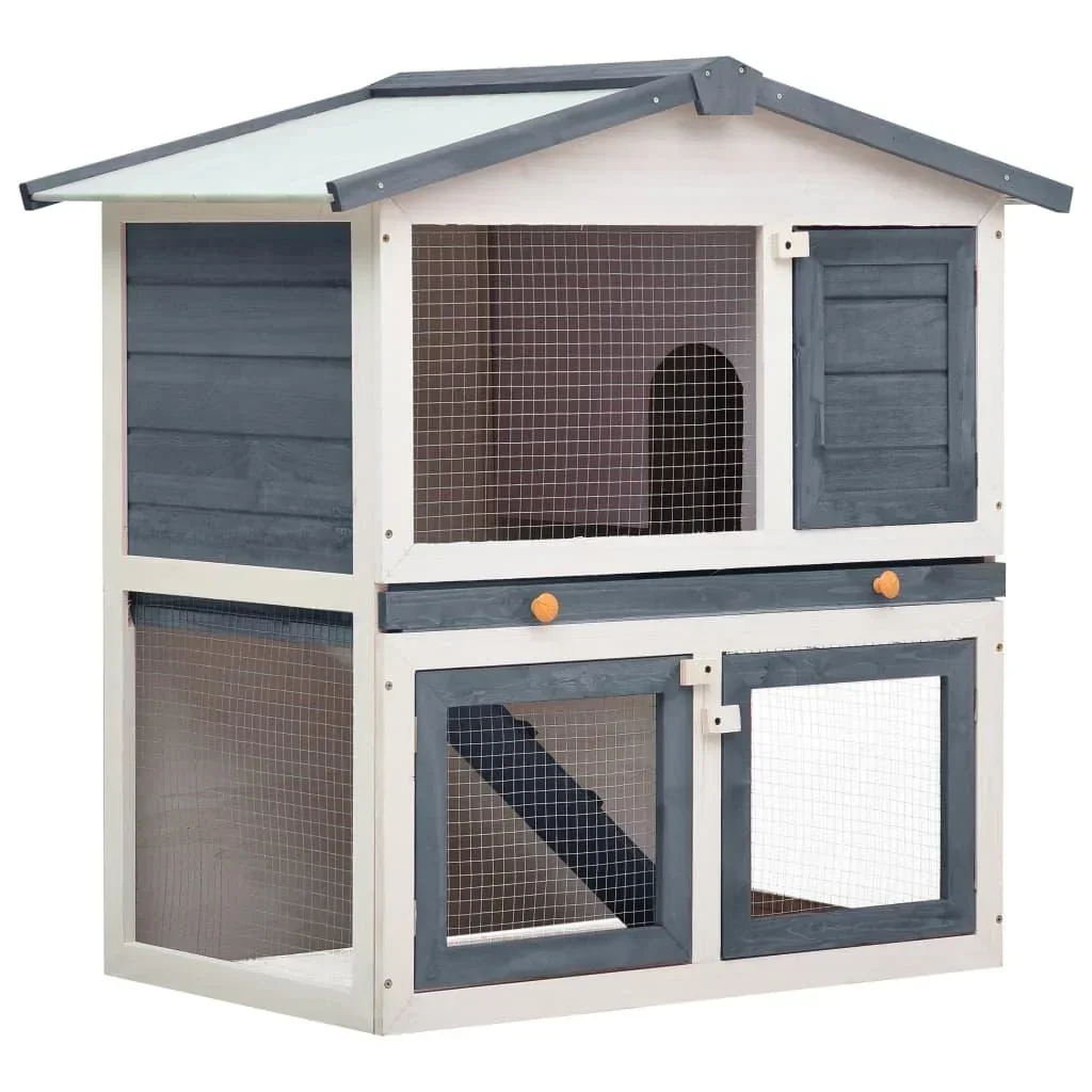 Outdoor-Kaninchenstall mit 3 Türen