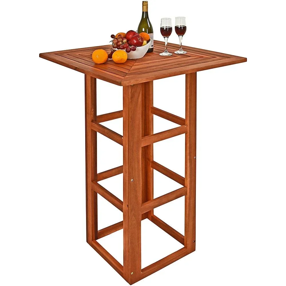 Stehtisch aus Akazienholz 75x75x110cm mit Schirmloch