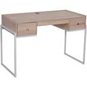 Schreibtisch Computertisch Laptoptisch Bürotisch 3xSchublade verstellbar Holz+Metall Natur+Weiß 114x55x77cm