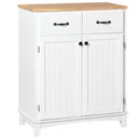Küchenschrank Sideboard mit 2 Schubladen, Kommode verstellbaren Ablagen, Aufbewahrungsschrank, Holz, Weiß, 74 x 40 x 91,