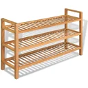 Schuhregal mit 3 Fachböden 100x27x59,5 cm Eiche massiv