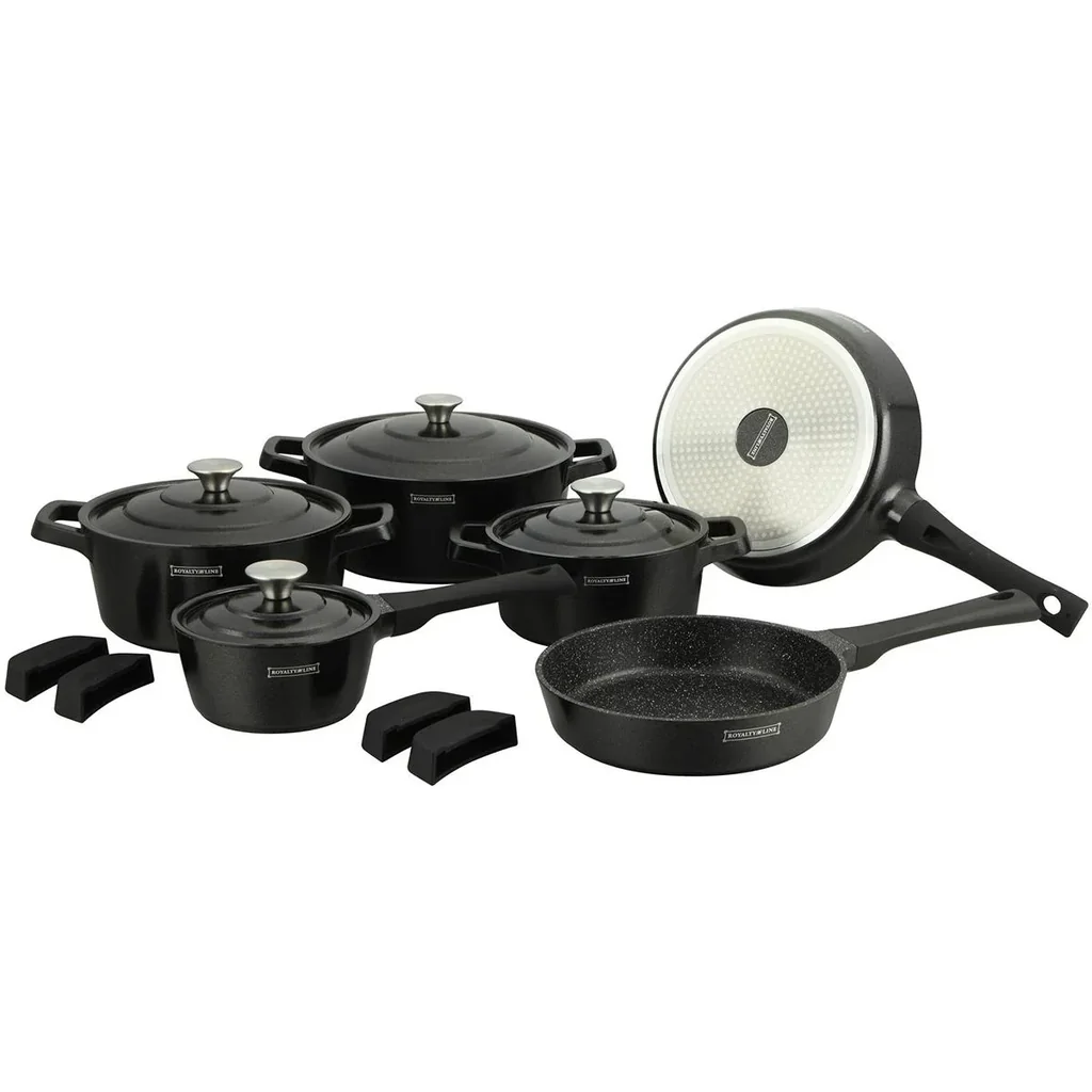 14-teiliges Kochgeschirrset - 4 abnehmbare Griffe - Schwarz