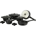14-teiliges Kochgeschirrset - 4 abnehmbare Griffe - Schwarz